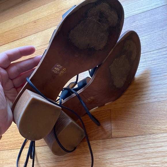 Madewell Daniela Black Leather Lace Up Gladiator Sandals Strappy Block Heel 10 - Picture 6 of 10